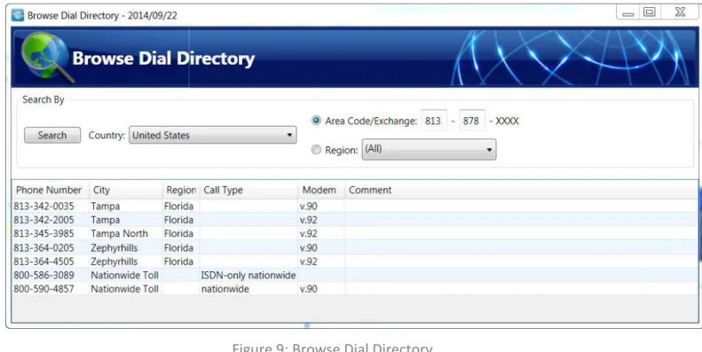Figure 9: Browse Dial Directory 