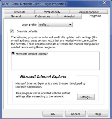 Figure 19: Login Properties - Programs Window 