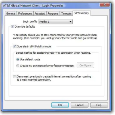 Figure 22: Login Properties/VPN Mobility 