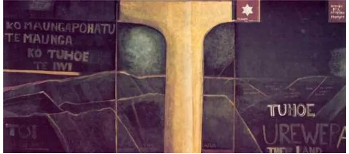 Figure 7: Urewera Triptych by Colin McCahon. Image from http://www.art-newzealand.com/ Issues1to40/mccahon0818.jpg 