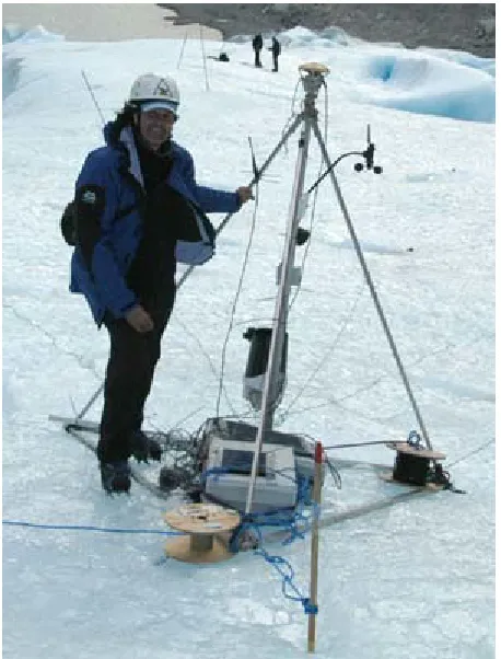 Figure 6. Base Station on the glacier with pyramid support 