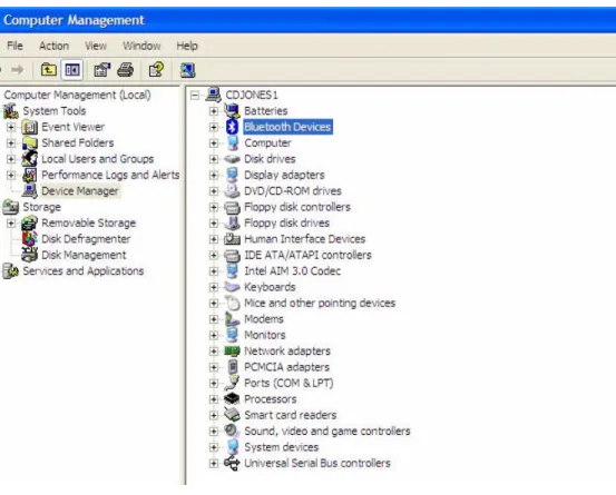 Figure 4. Confirming Bluetooth capability via Device Manager 