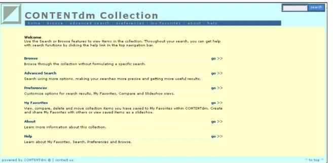 Figure 7. CONTENTdm Index After Initial Changes 