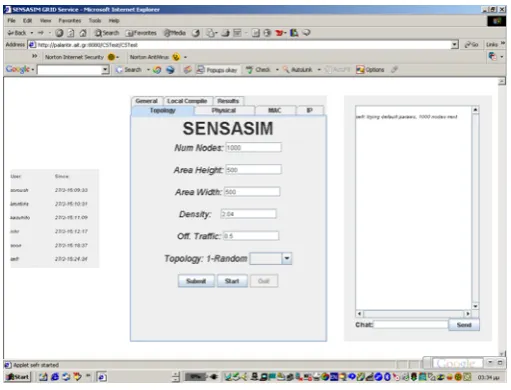 Figure 2: Virtual Lab Sensor Net Simulation GUI 
