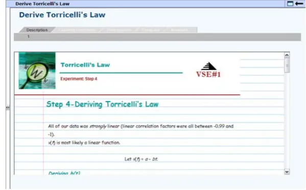 Figure 3: A LO for the Physics VSE: the Torricelli’s Law 