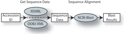 Figure 2. The output from the DDBJ-XML Service is notcompatible for input to the NCBI-Blast Serivce.