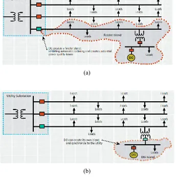 Figure 2.1(a) shows the not allowed islanding system where the DG generation cannot support 