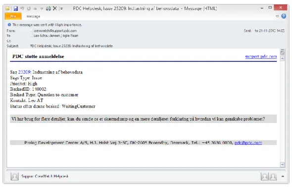Figure 8 E-mail from Helpdesk.