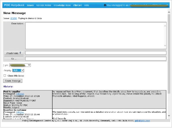 Figure 9 Creating a new message for an existing issue.