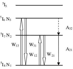 Figure 2.6: Simplified energy level diagram of Ho3+ system.