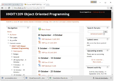 Figure 1:A Sample Page of Current SLIATE LMS 
