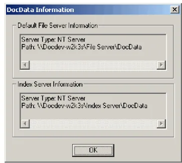 Figure 19 Information window for the Database