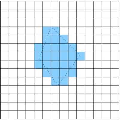 Figure 2.26: A grid map. Grid cells with obstacle present are shaded.