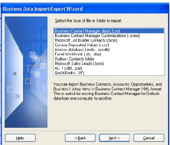 Figure 1. Business Data Import/Export Wizard 