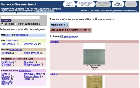 Figure 5: Refined selection in Flamenco Browser 