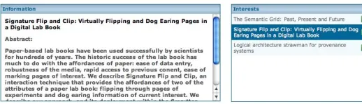Figure 10. Selecting a collected item in the interest list shows 