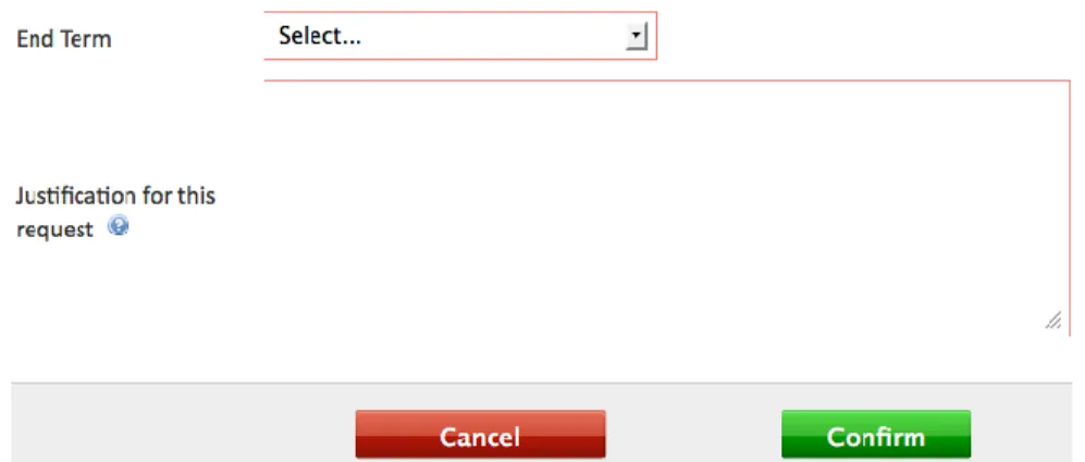 Figure 15 Select an End Term and add a Justification.