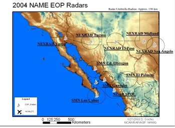 Figure 5.  NAME 2004 EOP Radars.