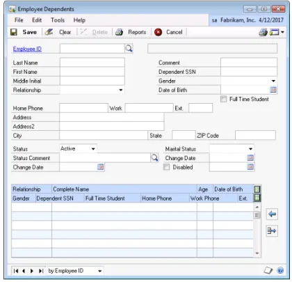 FIGURE 2.2 EMPLOYEE DEPENDENTS WINDOW 