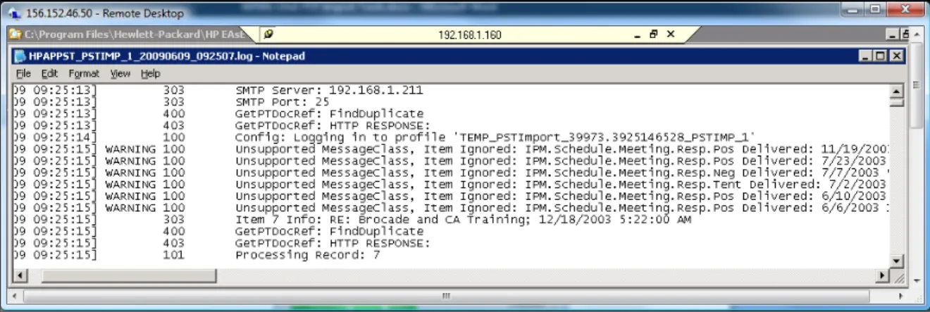 Figure 10.  Example Log File