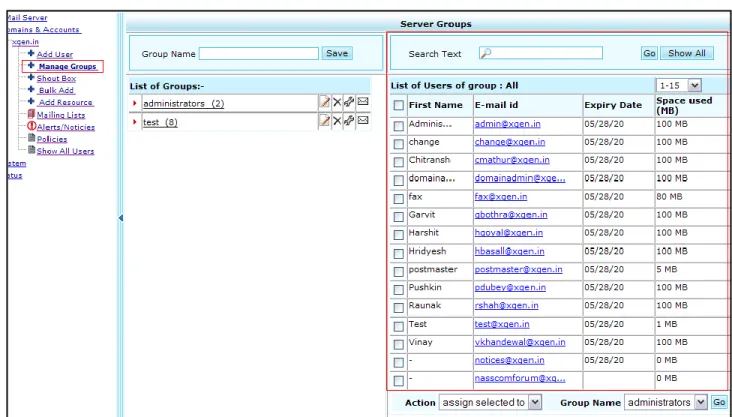 Fig. 13 Manage Groups - Users 