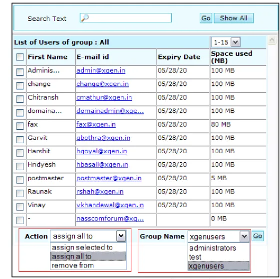 Fig. 17 Manage Groups – Users – confirmation after moving users to group 