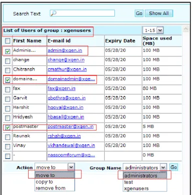 Fig. 19 Manage Groups – Users – Move users from one group to another 