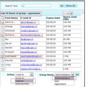 Fig. 20 Manage Groups – Users – Copy users from one group to another 