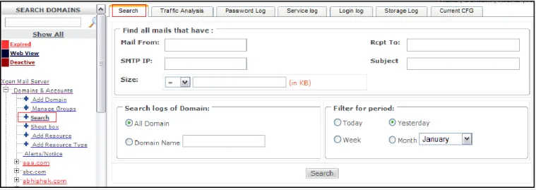 Fig. 22 XGen Plus - Search  Search  Find all mails that have: 