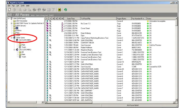 Figure 3:  RightFax FaxUtil Mailbox 