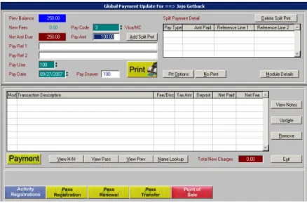 Figure 2:  The Global Payment Main Screen 