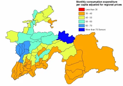 Figure 8: Rayon map of consumption expenditure adjusted for regional prices 