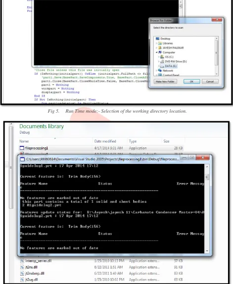 Fig 5. Run Time mode:- Selection of the working directory location.  