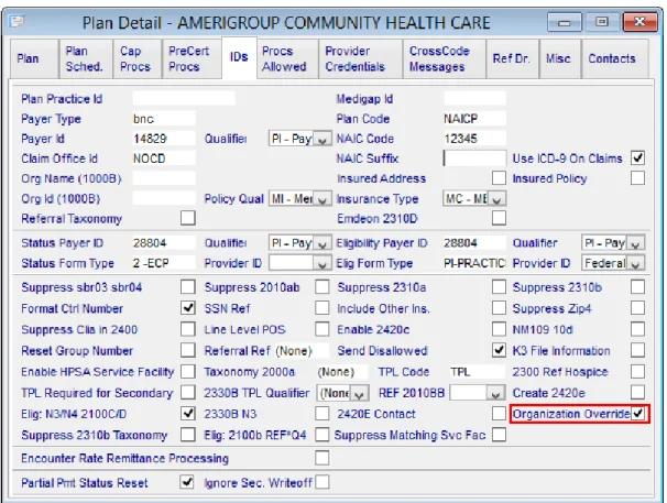 Figure 1-4 Organization Override checkbox on the ID tab of the Plan Detail window 