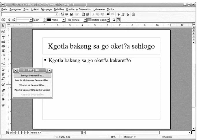 Figure 3. Open Ofﬁce in North Sotho (from WaZoBiaSOFT).