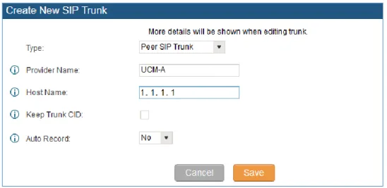 Figure 1: SIP Trunk - Create New SIP Trunk 
