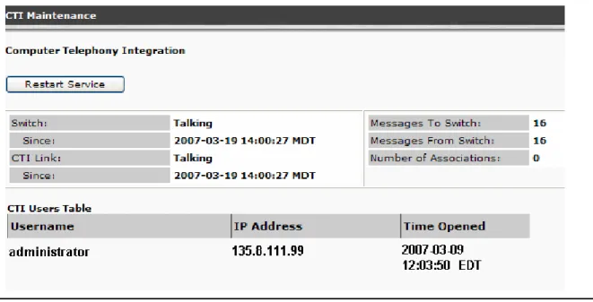 Figure 4: Computer Telephony Integration screen