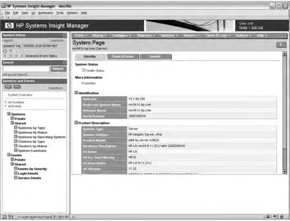 Figure 17-7 HP Systems Insight Manager System Page