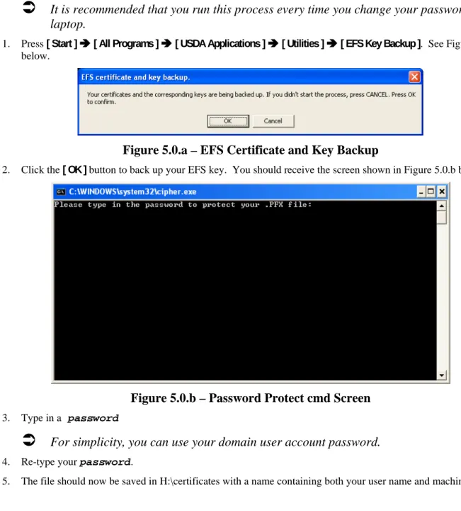 Figure 5.0.a – EFS Certificate and Key Backup 