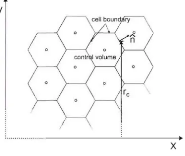 Figure 4.vol3 1: Polygonal shape computational cells of Voronoi type used to represent cont.rol umes inside a computational domain