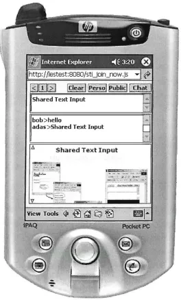 Figure 2.7, The Shared Text Input application running on a PDA (from [Den04]) 