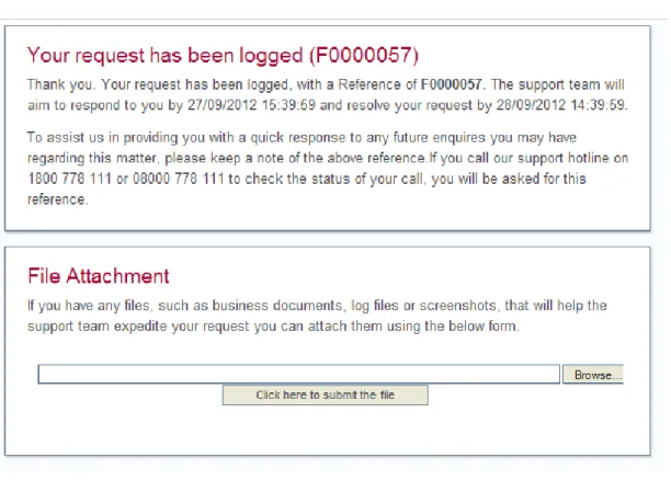 Figure 4: Request has been logged screen 