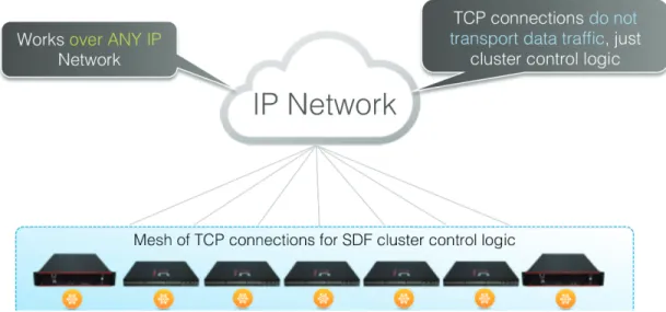 Figure 5: Netvisor SDF Clusters are interoperable with  standard, open Ethernet/IP Fabrics