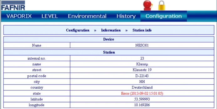 Figure 12: Information – Station data  