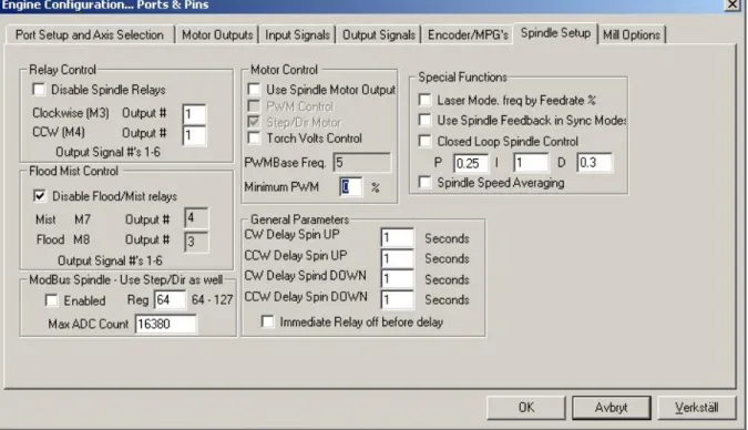Figure 10: The Spindle Setup dialog. 