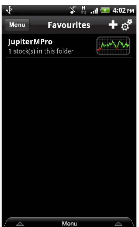 Figure 25. Jupiter MPro: Favourites screen 