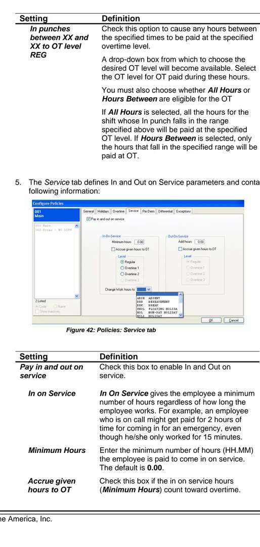 Figure 42: Policies: Service tab 