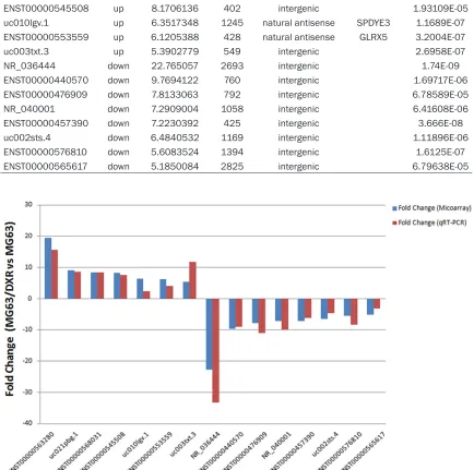 Figure 6. The differential expression of lncRNAs was validated by quantitative real-time PCR
