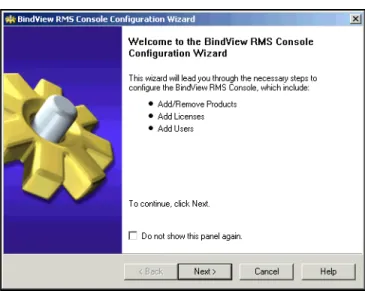 Fig. 10 BindView RMS Console Configuration Wizard –  Welcome Panel