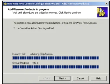 Fig. 15 Add/Remove Products in Progress Panel 5 When the process has finished, click Next.